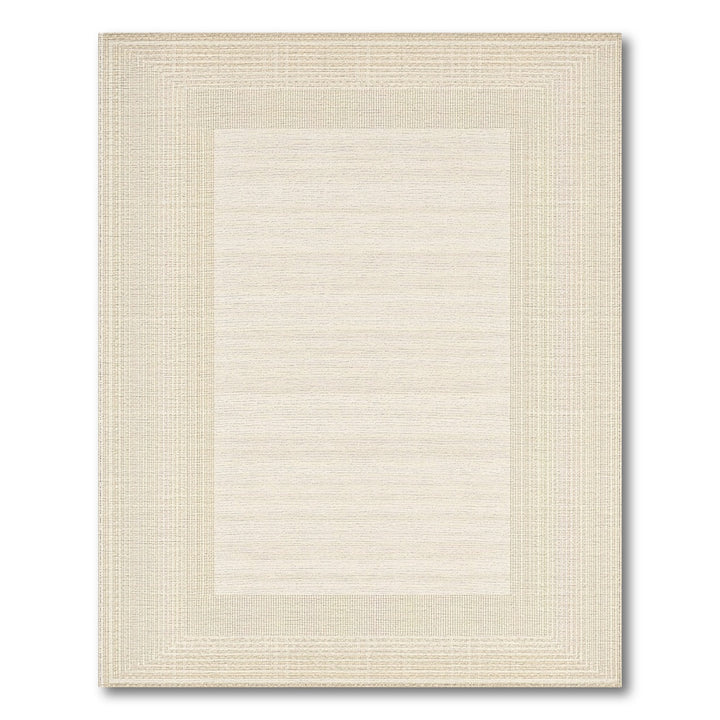 Beige Geometric Border Neutral Area Rug
