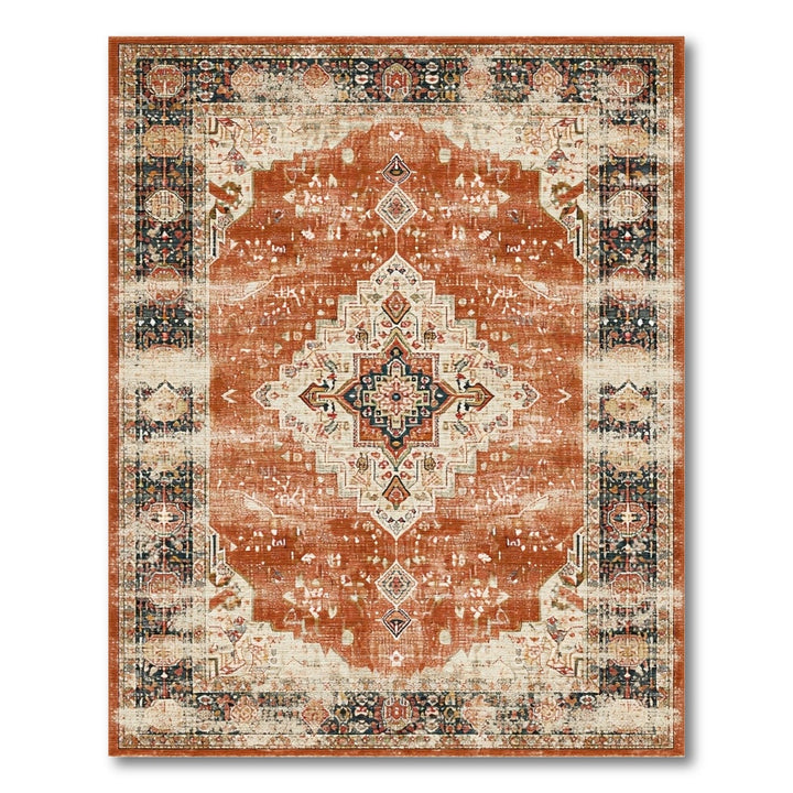 Distressed Vintage Medallion Orange Distressed Vintage Medallion Area Rug