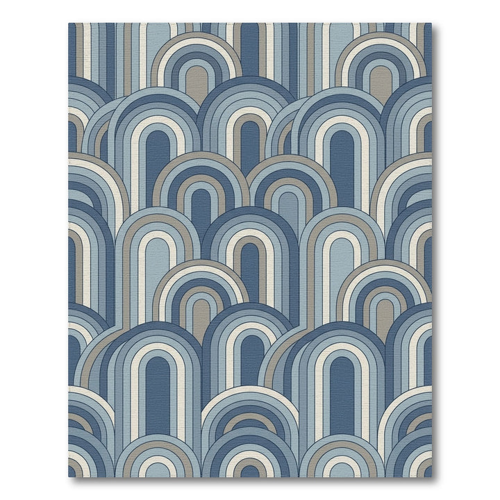 Midcentury Blue Arch Cluster Rug