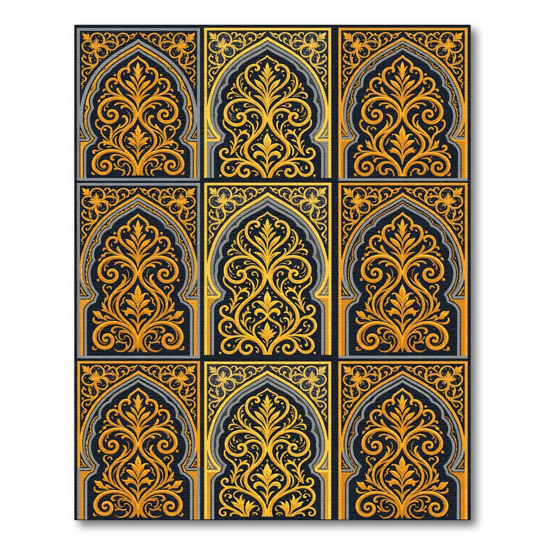 Golden Moroccan Arch Arabesque Rug