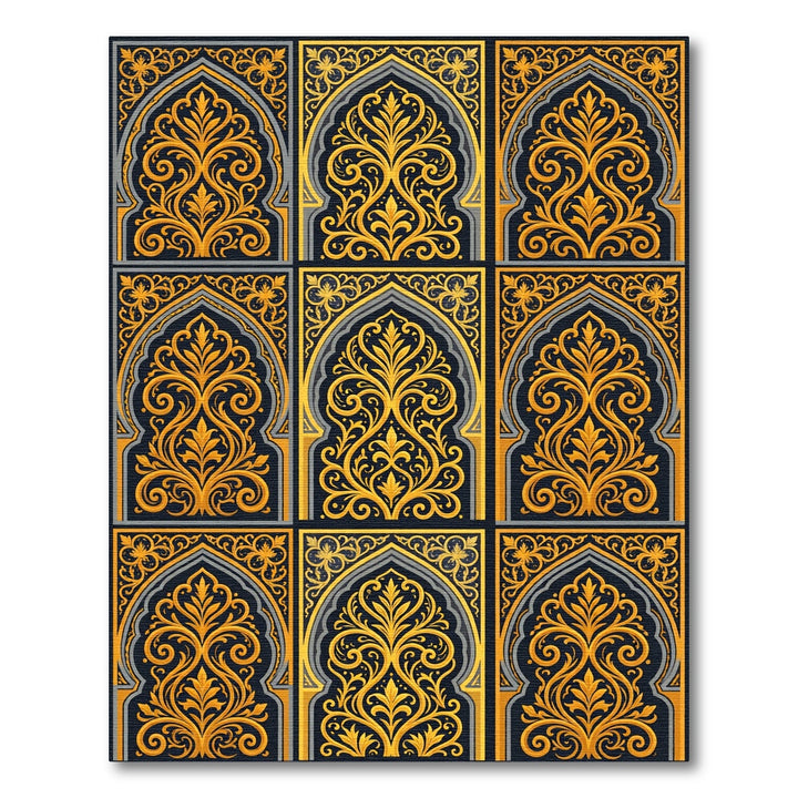 Golden Moroccan Arch Arabesque Rug