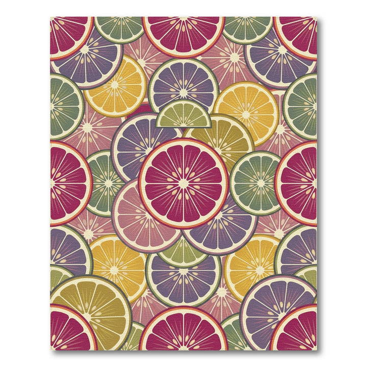 Citrus Slices Vibrant Yellow Purple Rug