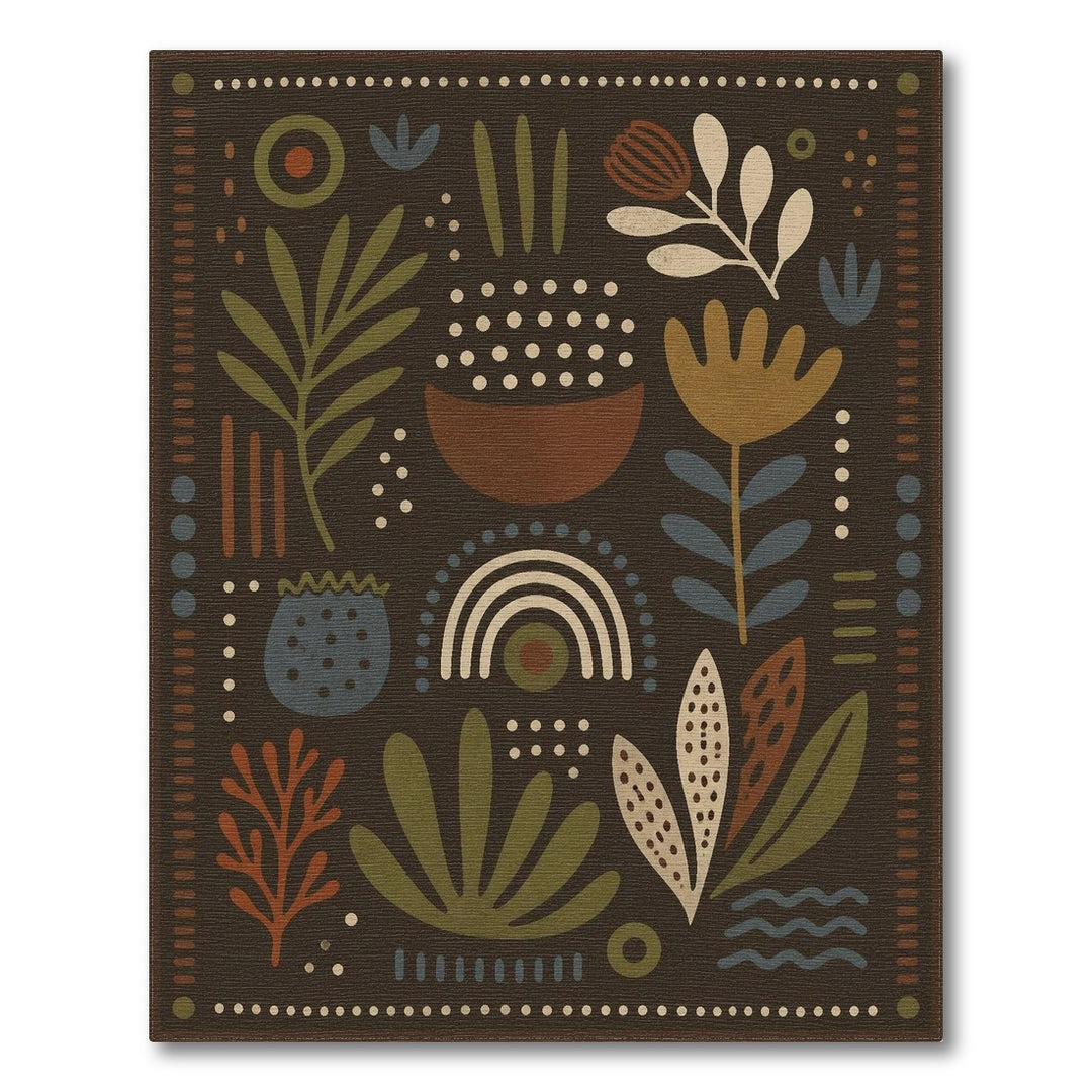 Boho Chic Abstract Botanical Area Rug