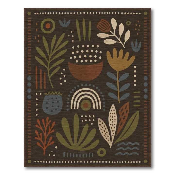 Boho Chic Abstract Botanical Area Rug