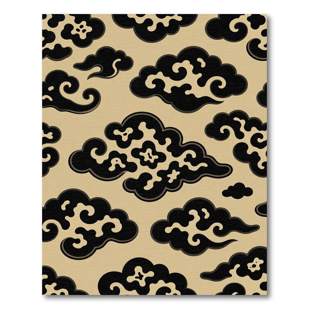 Black Cloud Scroll Seamless Repeat Rug
