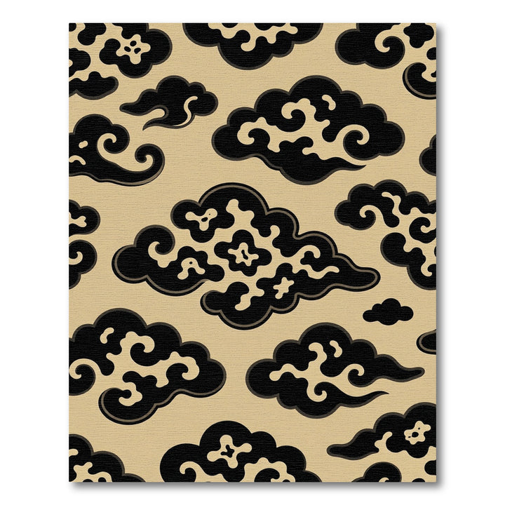 Black Cloud Scroll Seamless Repeat Rug