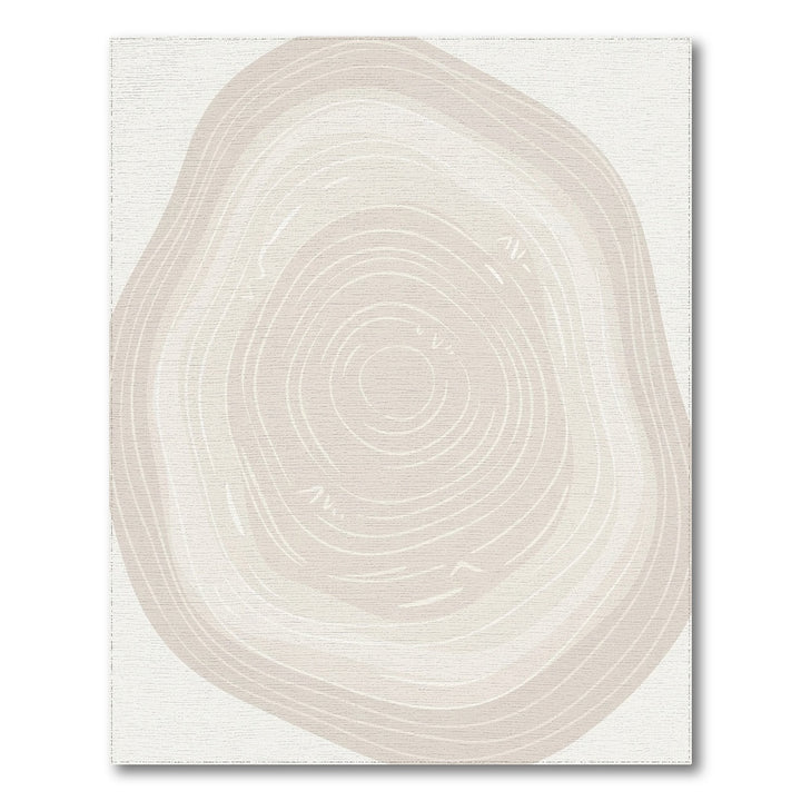 Neutral Cream Organic Abstract Rings Rug