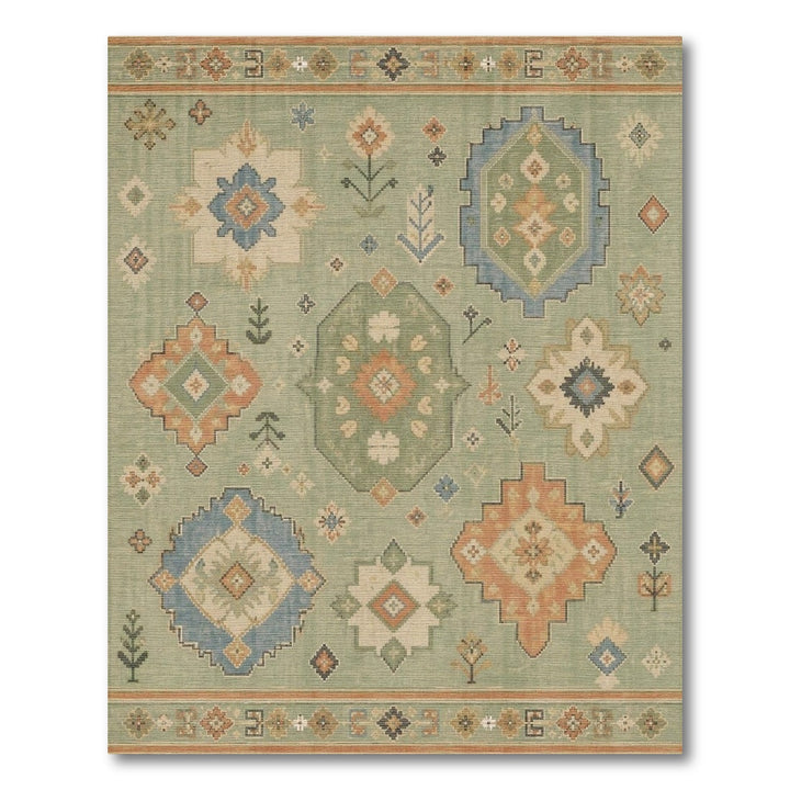 Green Sage Green Heritage Tribal Area Rug
