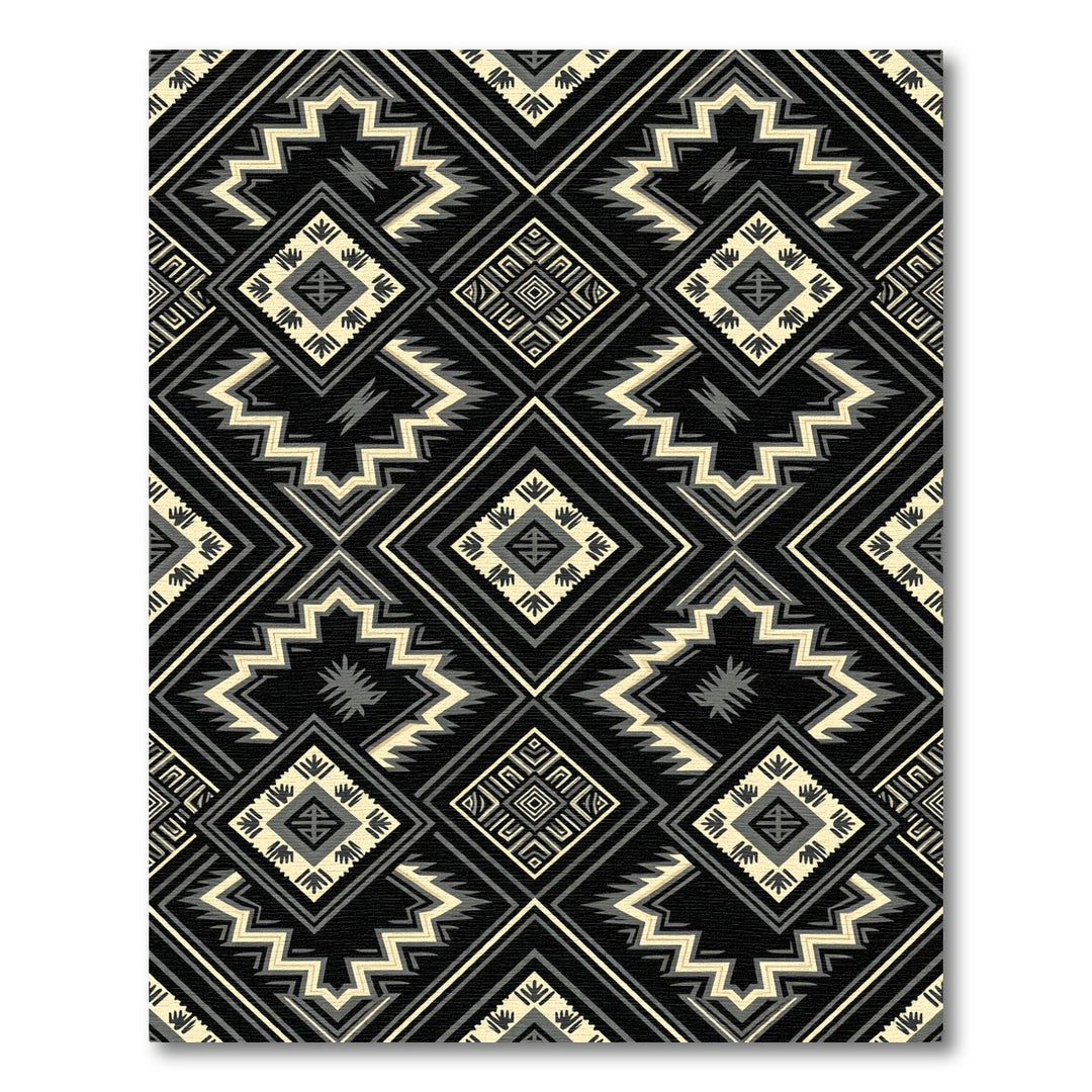 Black Geometric Diamond Ethnic Medallion Rug