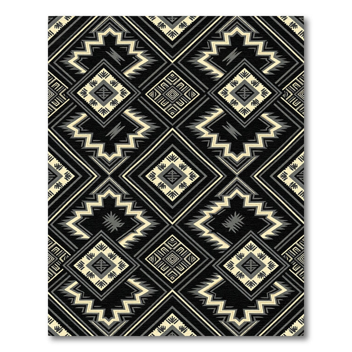 Black Geometric Diamond Ethnic Medallion Rug
