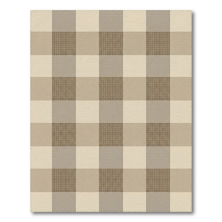 Earthy Beige Gingham Checkered Rug