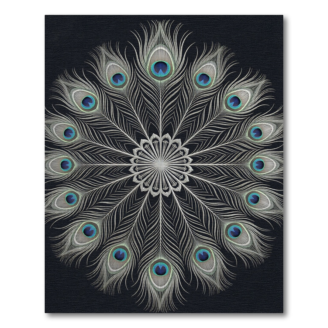 Elegant Peacock Feather Mandala Rug