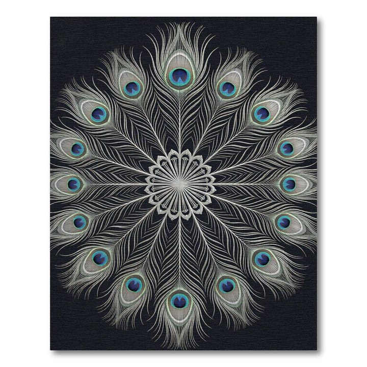 Elegant Peacock Feather Mandala Rug