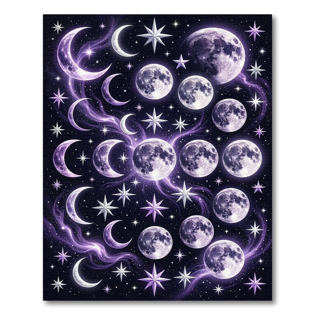 Celestial Purple Moon Starry Night Rug
