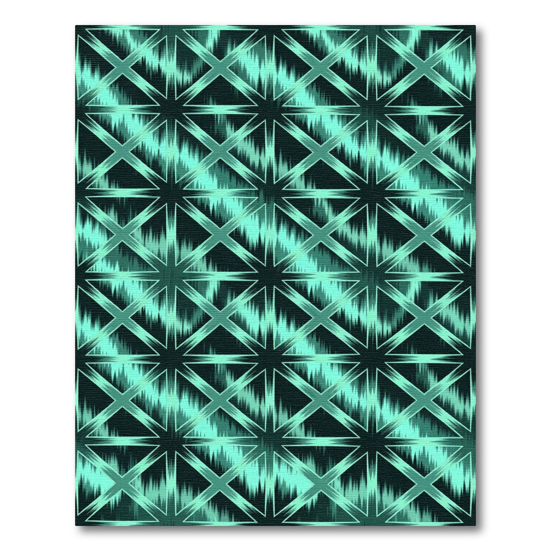 Aqua Teal Geometric Starburst Rug