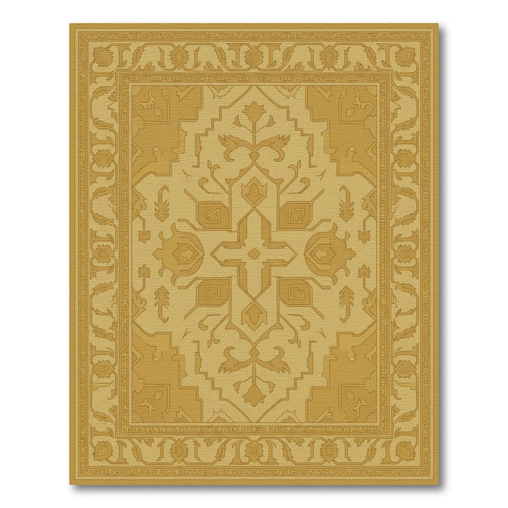 Muted Gold Floral Medallion Border Rug