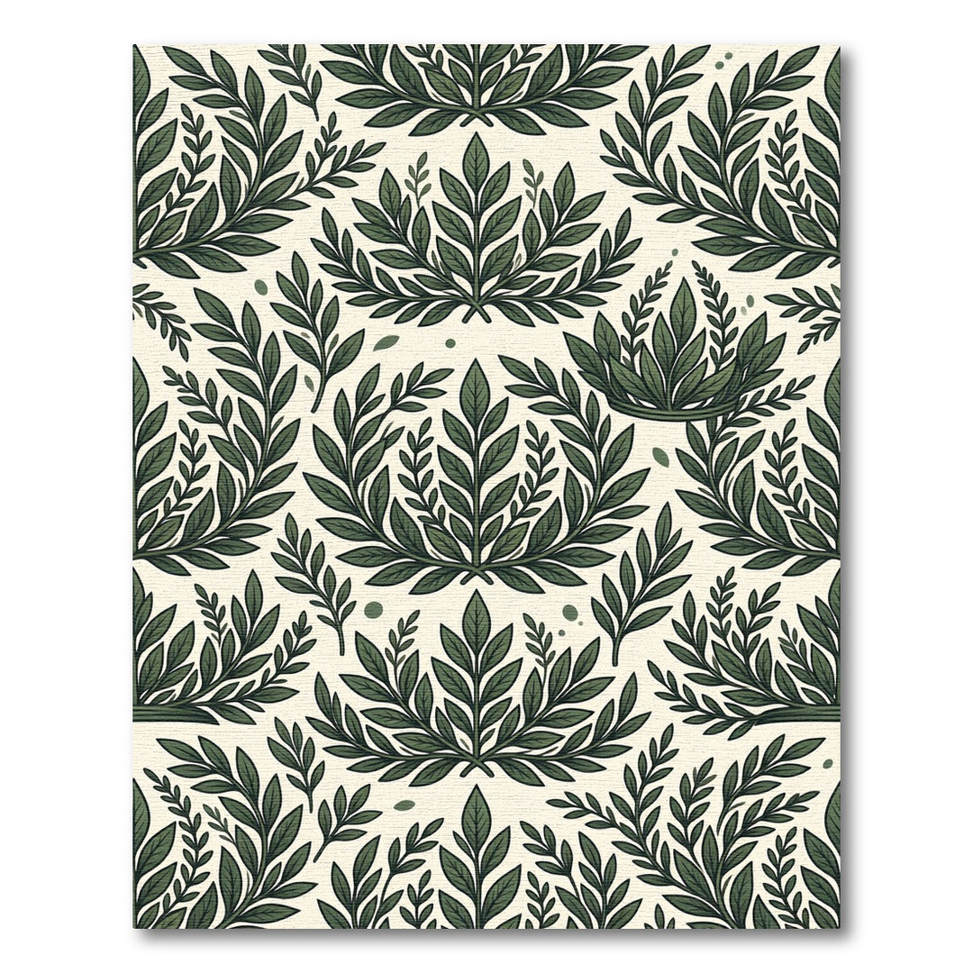 Classic Green Leaf Wreath Arrangement Rug