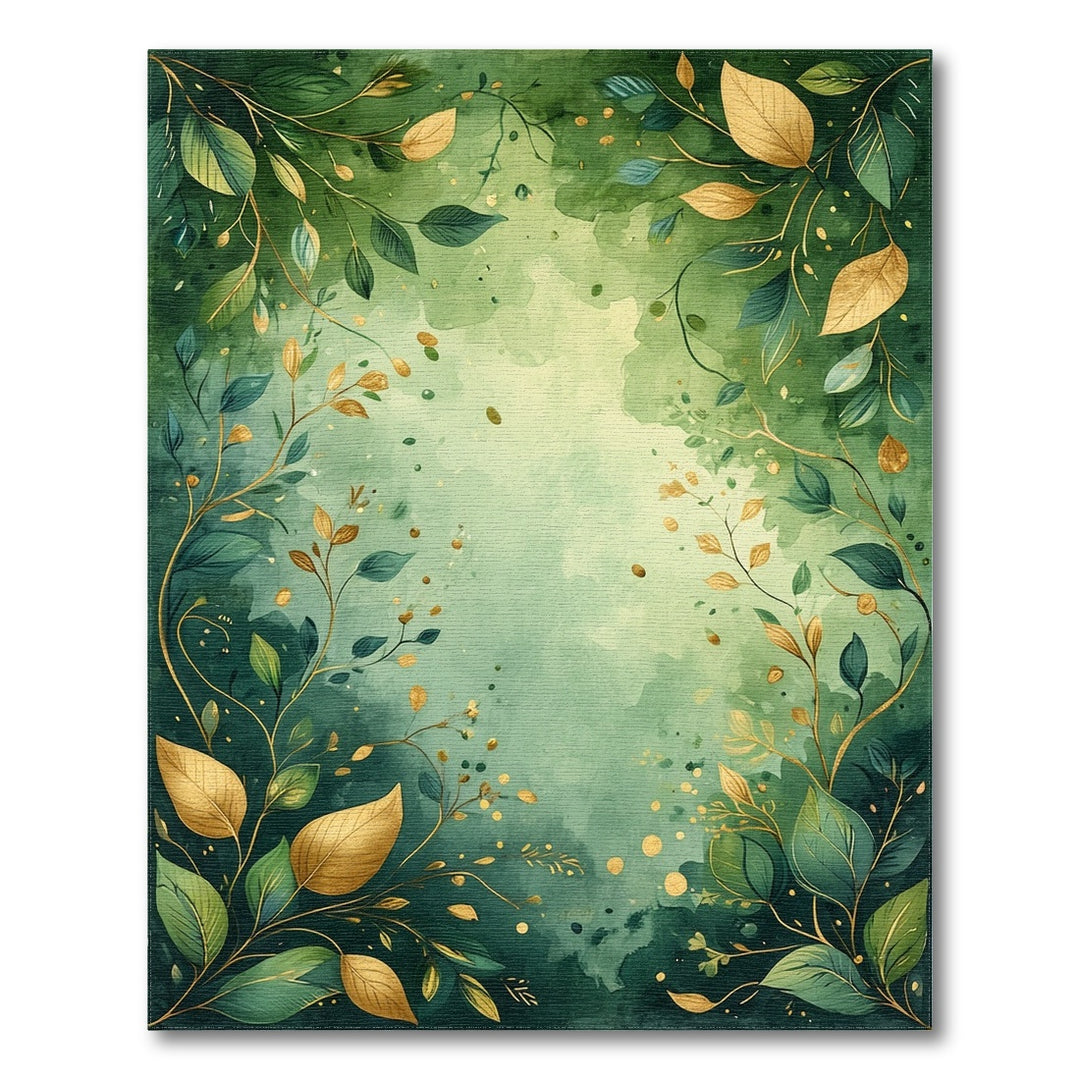 Green Lush Green Leaf Botanical Area Rug