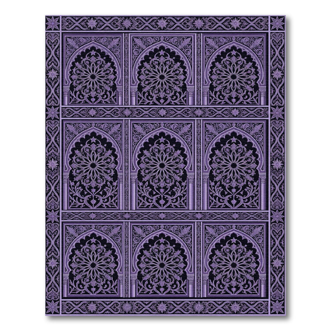 Elegant Purple Arabesque Arch Rug