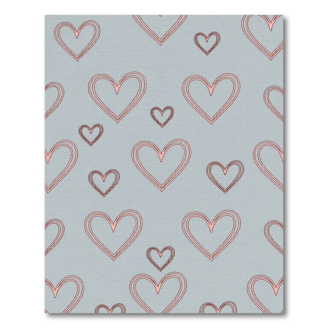 Pink Double Line Hearts Gray Rug