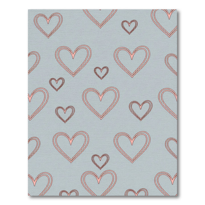 Pink Double Line Hearts Gray Rug