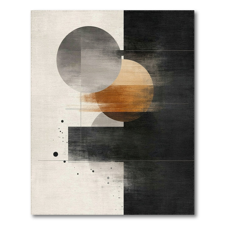 Grey Orange Geometric Circle Area Rug