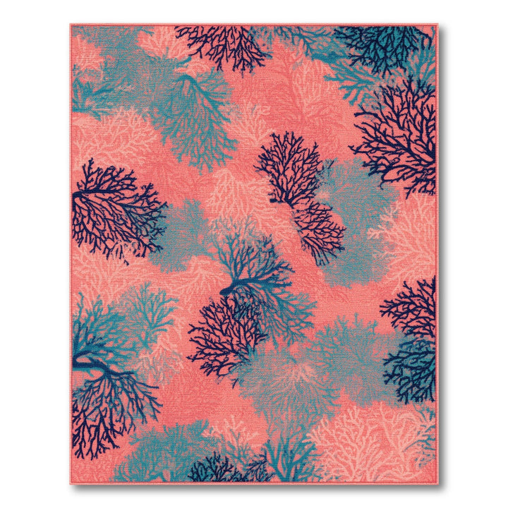 Pink Coral Reef Coastal Area Rug