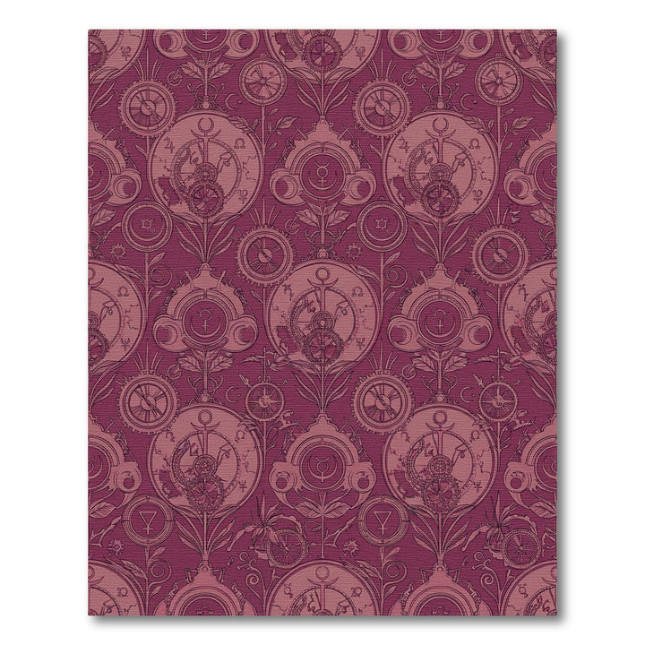 Steampunk Celestial Vine Burgundy Rug