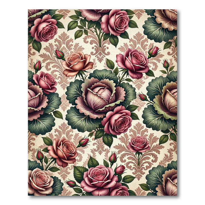 Rose Cabbage Floral Damask Rug