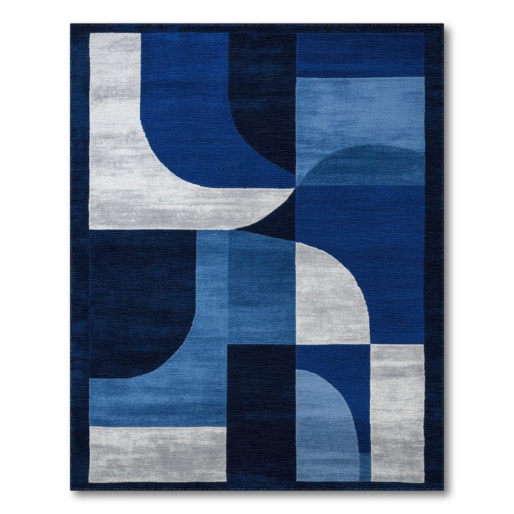 Geometric Modern Blue Abstract Geometric Area Rug