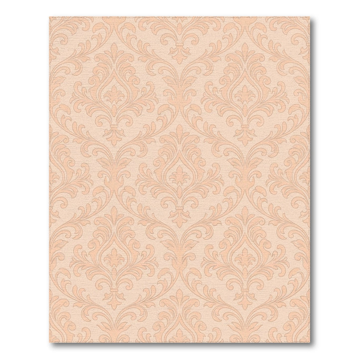 Pale Peach Damask Scroll Rug