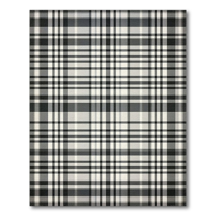 Black and White Black White Plaid Washable Area Rug