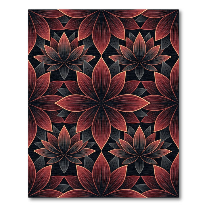 Deep Red Floral Tessellation Rug