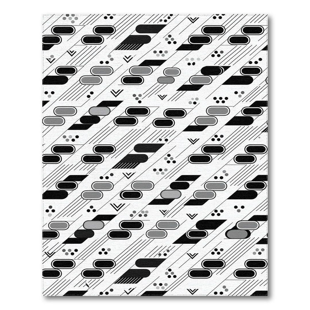 Black White Geometric Area Rug