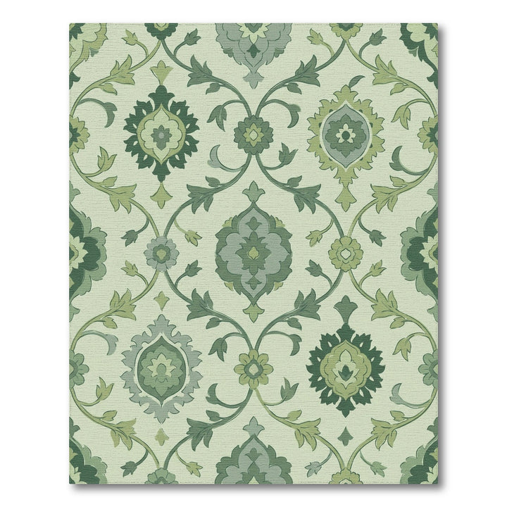 Emerald Green Floral Lattice Rug