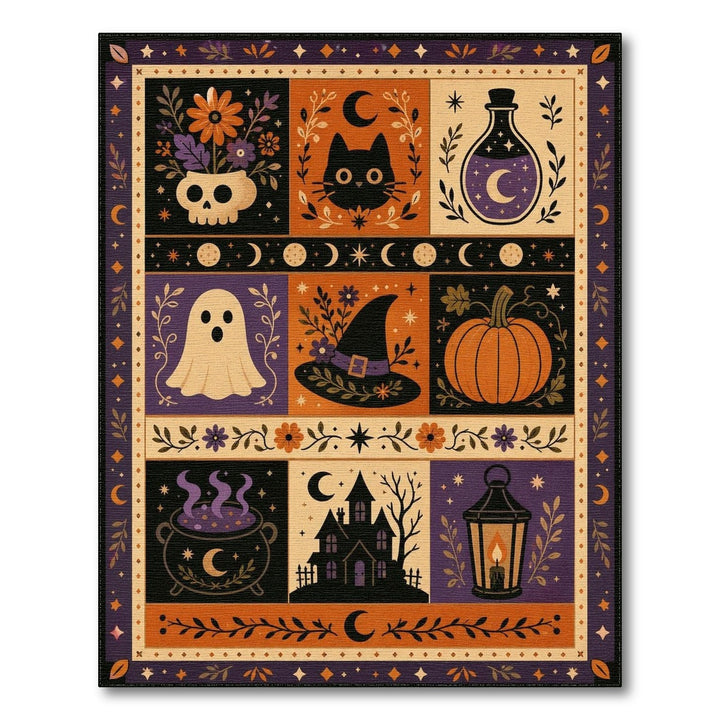 Spooky Halloween Ghost Cat Pumpkin Rug