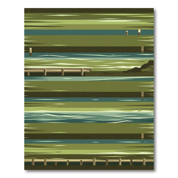 Abstract Green Water Landscape Rug