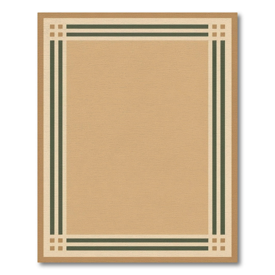 Beige and Neutral Tan Geometric Border Area Rug