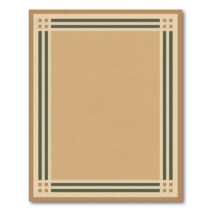 Beige and Neutral Tan Geometric Border Area Rug