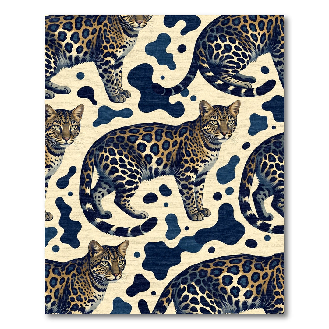 Elegant Leopard Spot Aqua Background Rug