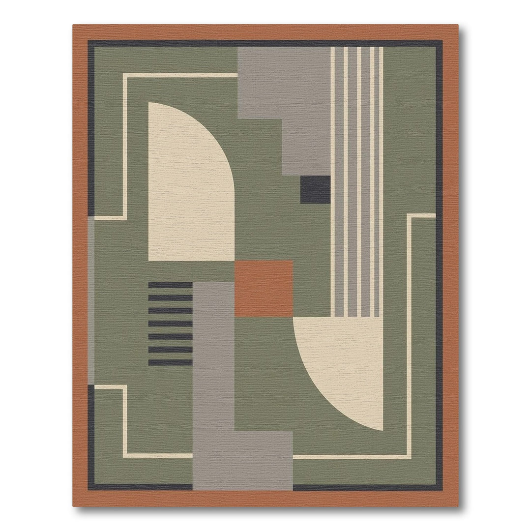 Green Geometric Modern Area Rug
