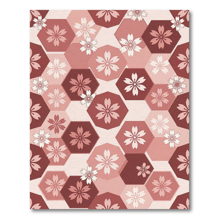 Pink Cherry Blossom Hexagon Repeat Rug