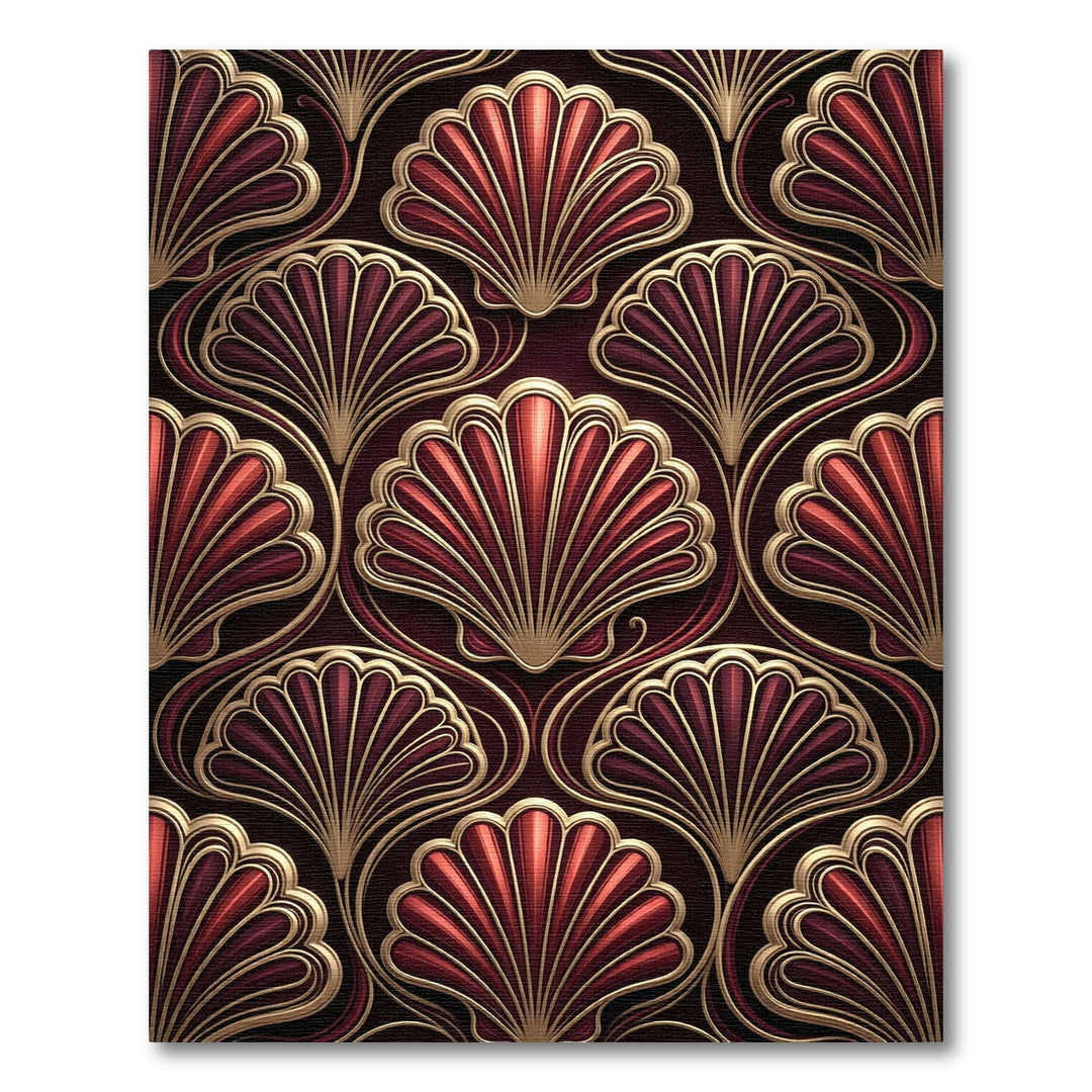 Art Deco Burgundy Fan Rug