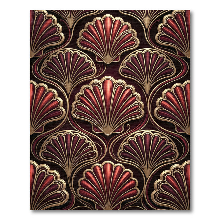Art Deco Burgundy Fan Rug