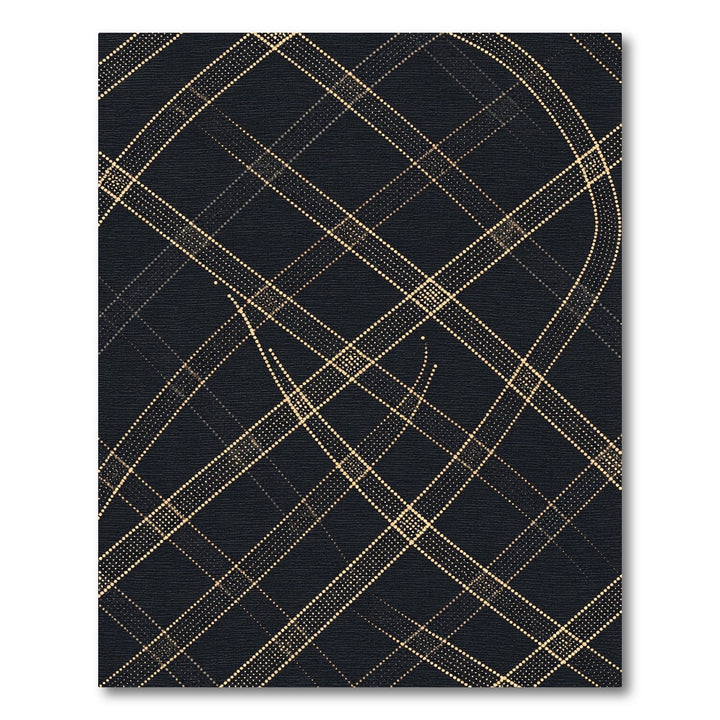Golden Dotted Intersecting Lines Rug