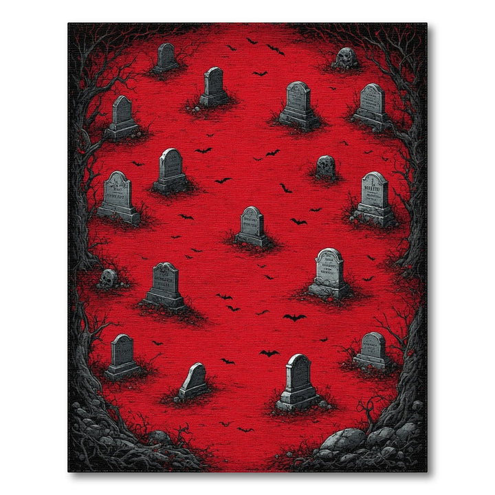 Red Graveyard Washable Area Rug