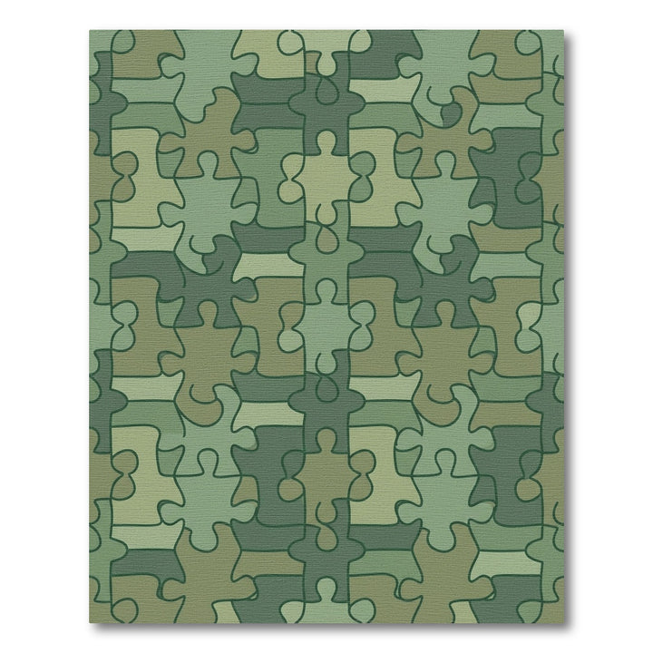 Green Camouflage Puzzle Piece Arrangement Rug