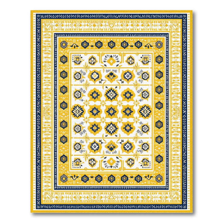 Yellow Geometric Washable Area Rug