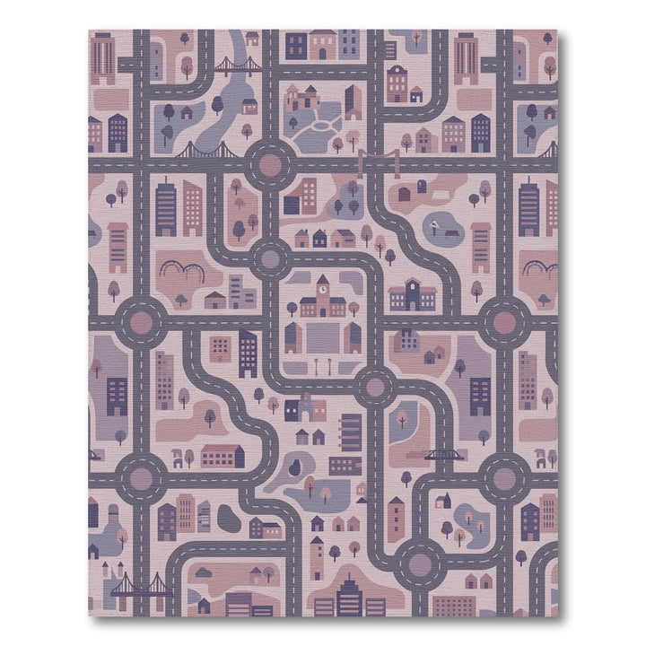 Urban Cityscape Street Map Amethyst Rug