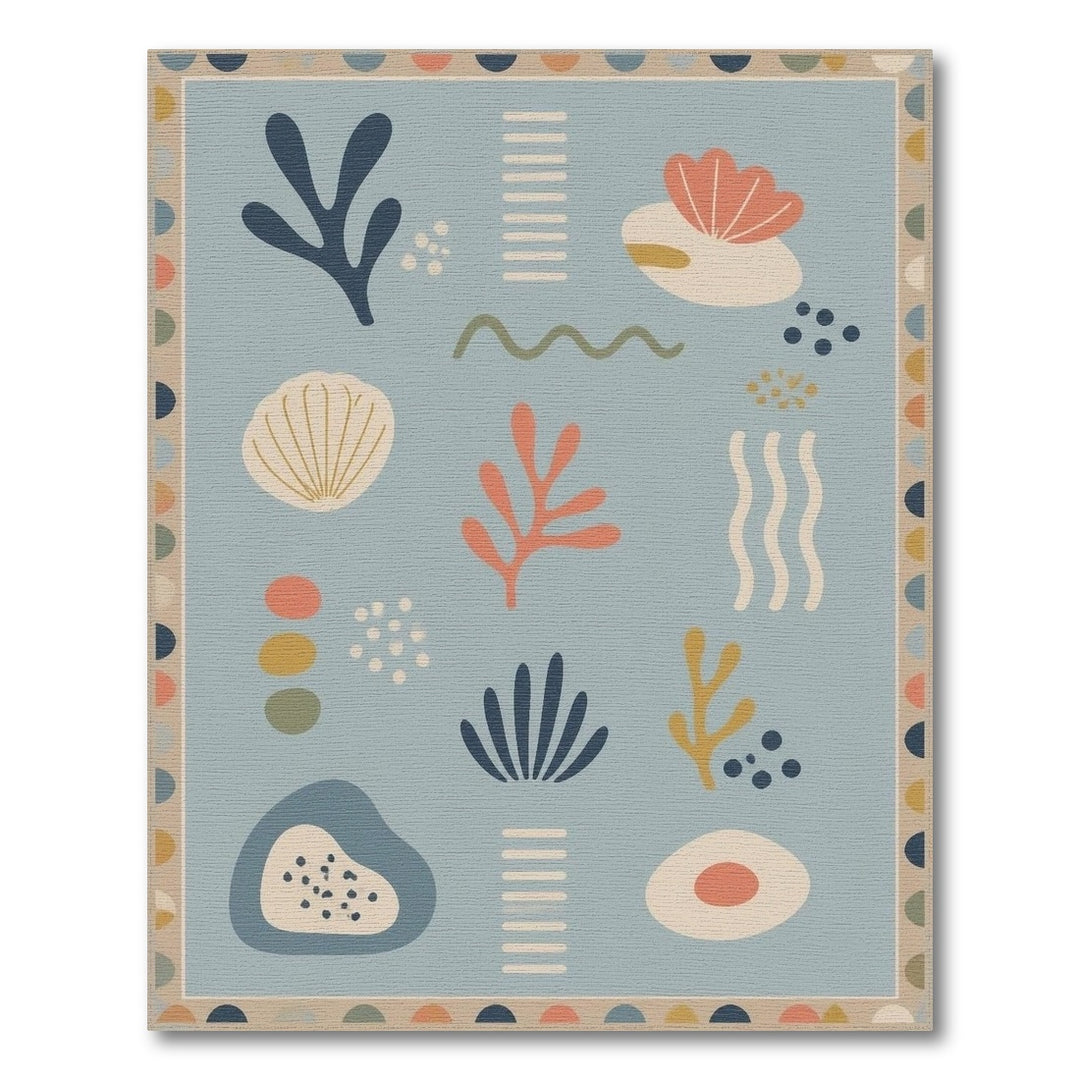 Coastal Blue Coral Shell Area Rug